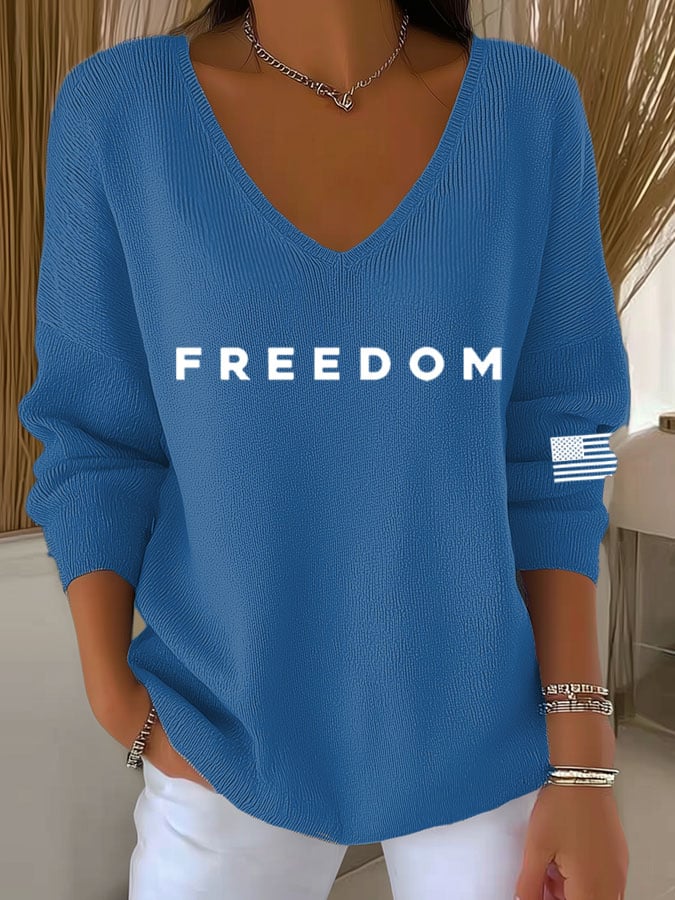 Women's Freedom Print Long Sleeve Top