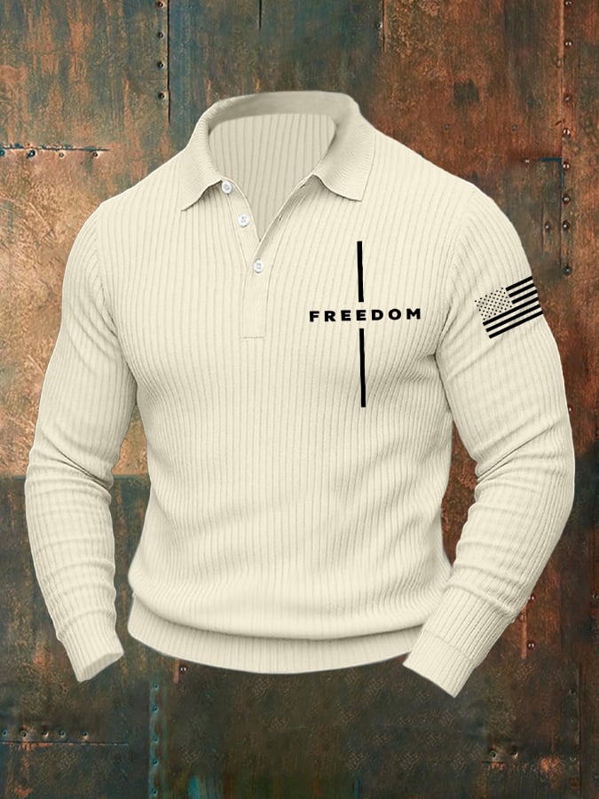 Men's Casual Freedom Faith Flag Knitted Polo