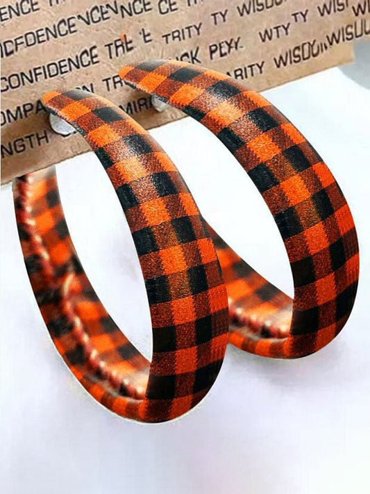 Leather Check Earrings