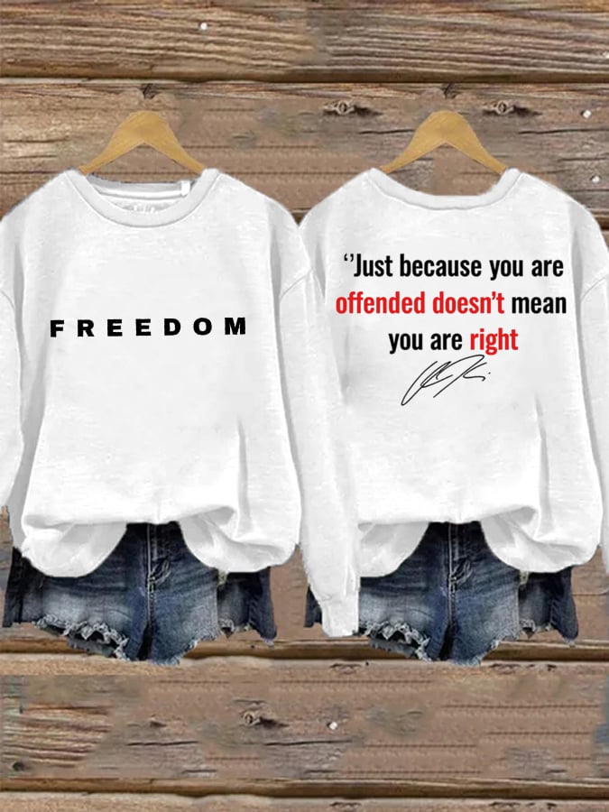 Women's Freedom American Flag Print Waffle Hoodie