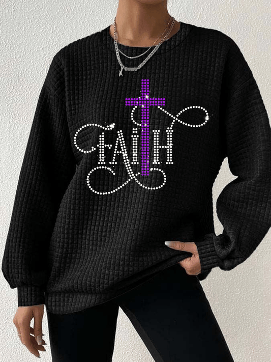 Women's Faith Print Long Sleeve Sweatshirt