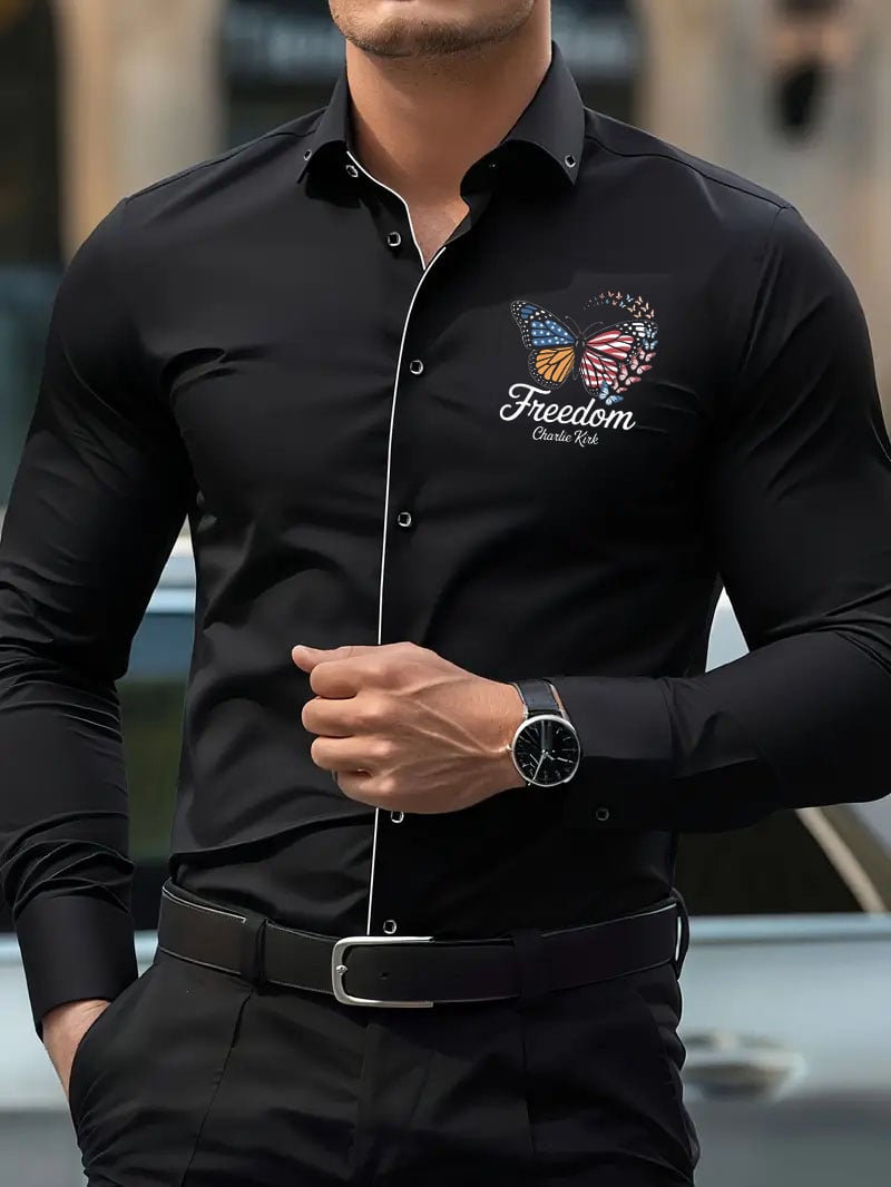 Men's Street Style Business Casual Printed Long Sleeve Shirt
