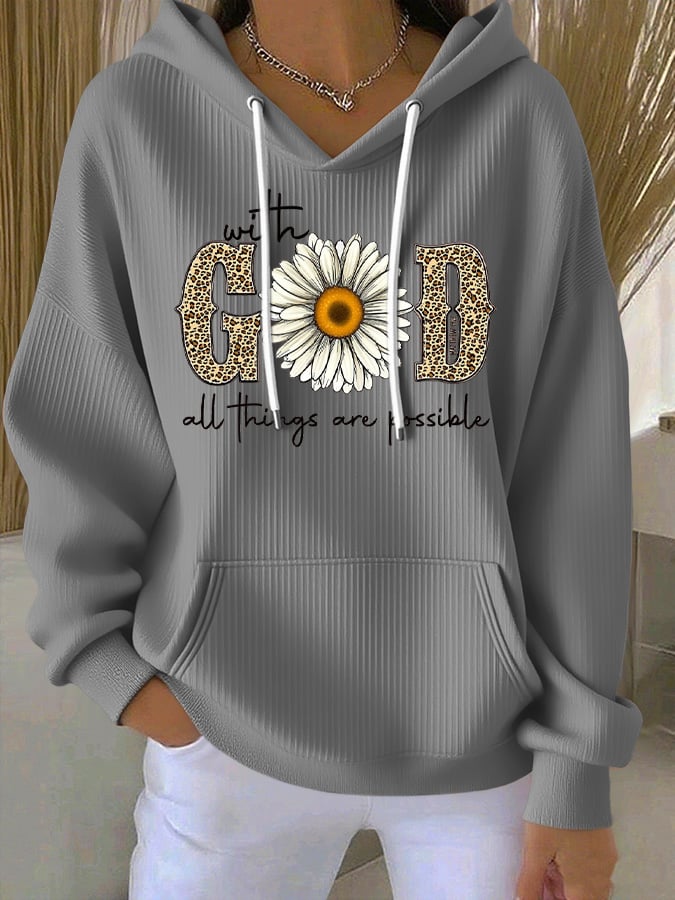 Women's With God, All Things Are Possible Matthew 19:26 Print Casual Hoodie