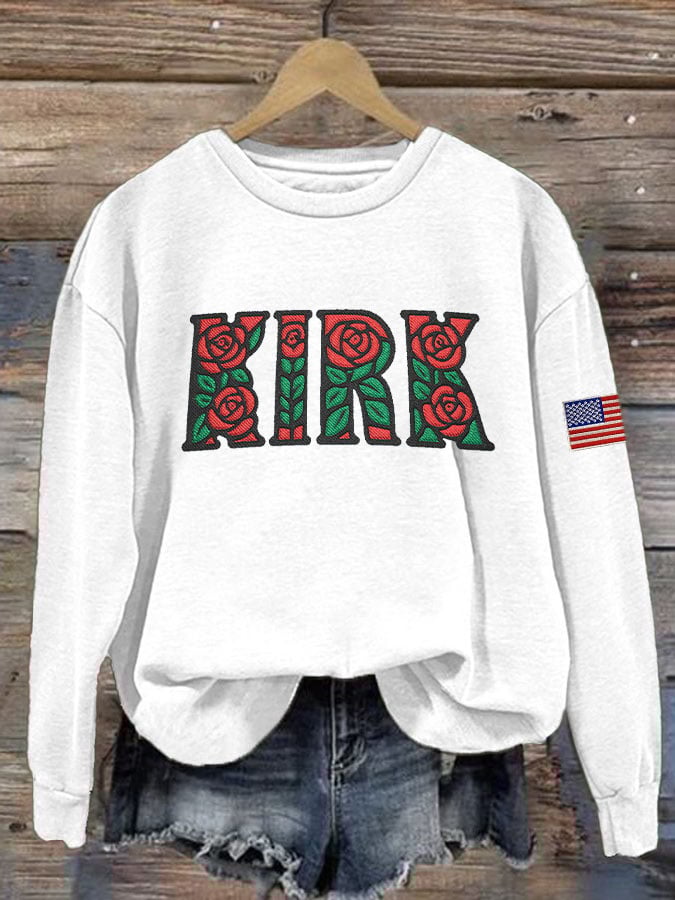 Women's Retro Rose Print Sweatshirt