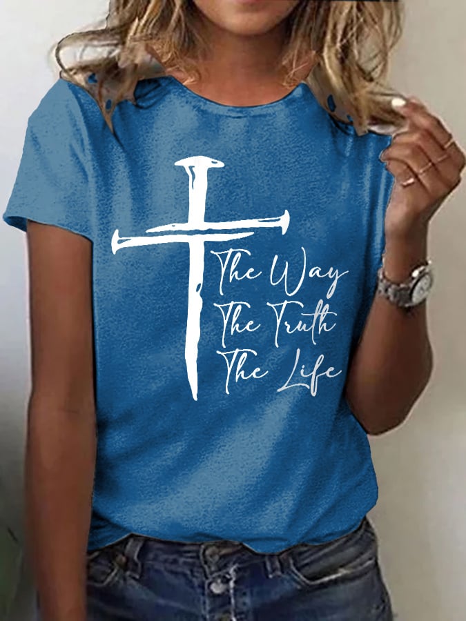 Women's Jesus The Way The Truth The Life Print Casual T-Shirt