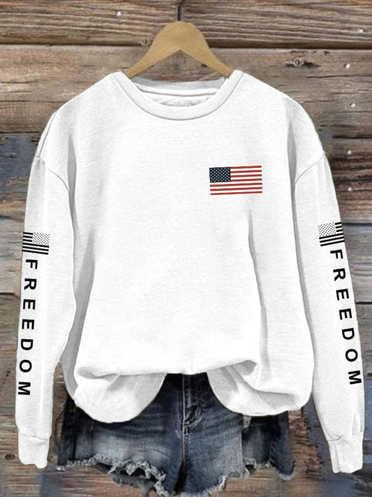 Women's Freedom American Flag Print Sweatshirt