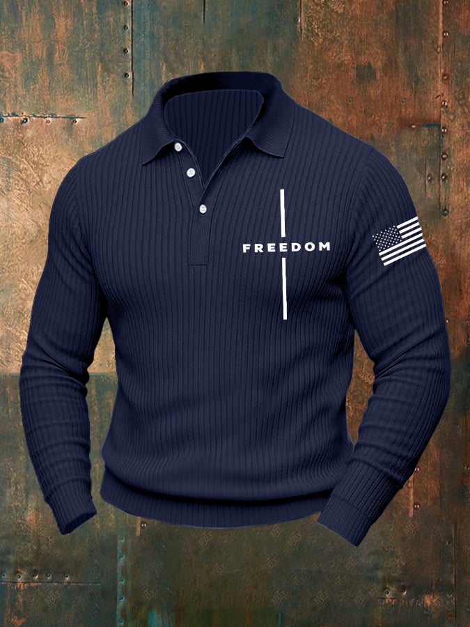 Men's Casual Freedom Faith Flag Knitted Polo