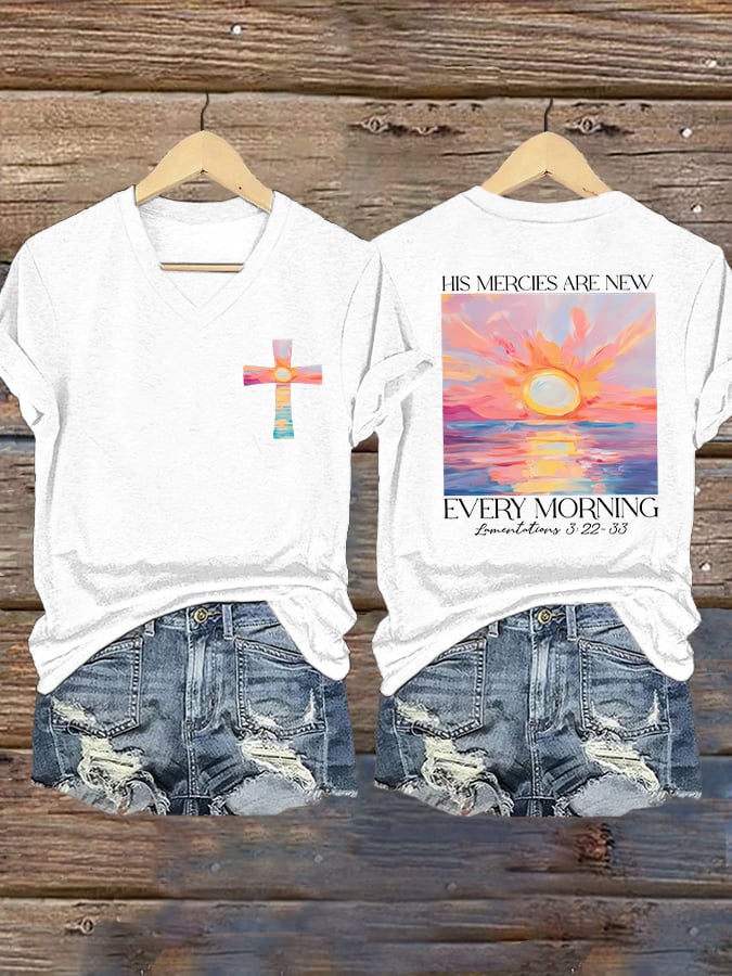 Women's His Mercies Are New Every Morning Feeling Printed T-Shirt