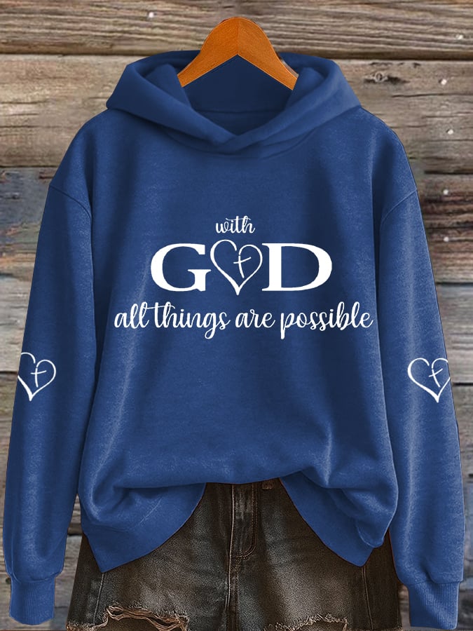 Women's With God All Things Are Possible Print Casual Sweatshirt