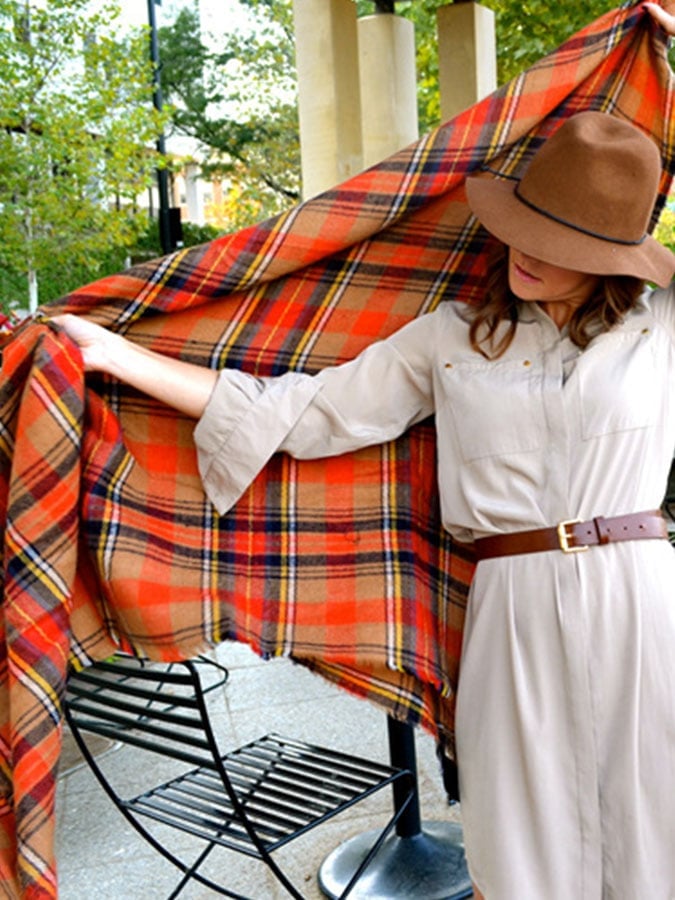 Plaid Faux Cashmere Square Scarf