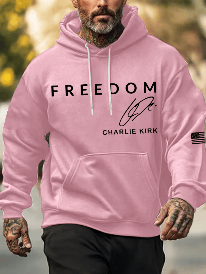 Men's Freedom Print Long Sleeve Hoodie