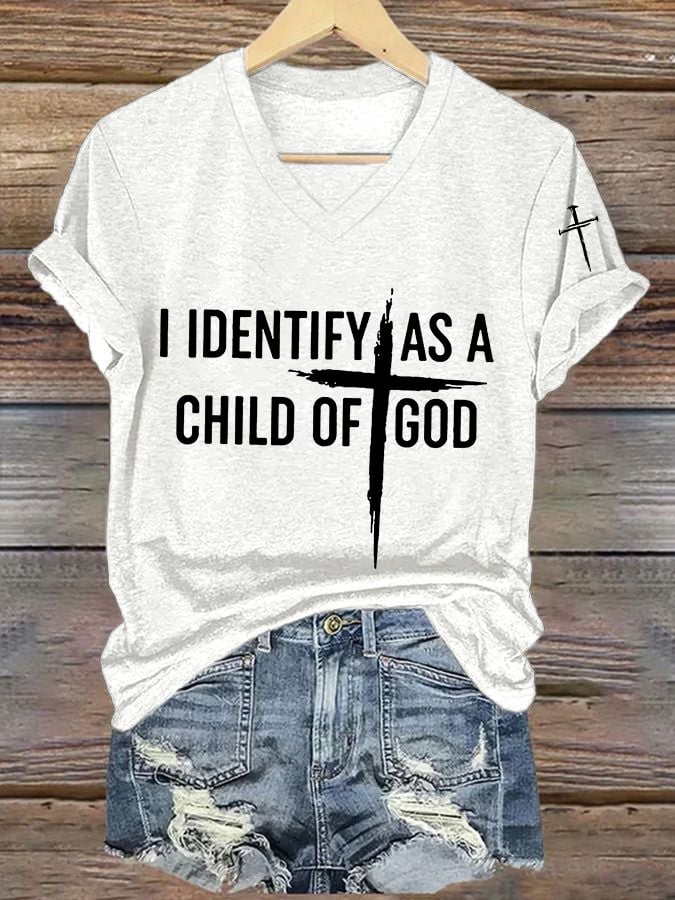 Women's I Identify As A Child Of God Print Casual T-Shirt