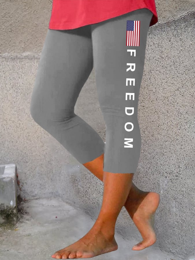 Women's Freedom American Flag Print Casual Leggings
