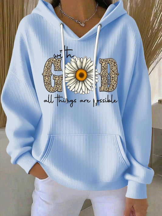 Women's With God, All Things Are Possible Matthew 19:26 Print Casual Hoodie