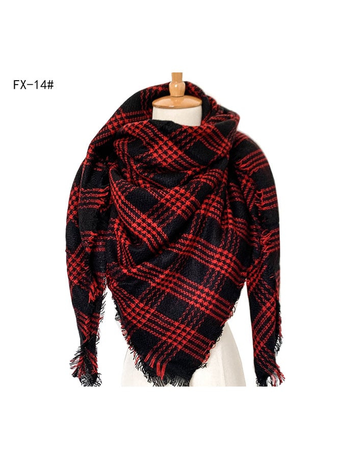 Imitation Cashmere Oversized Double-Sided Colorful Plaid Square Scarf