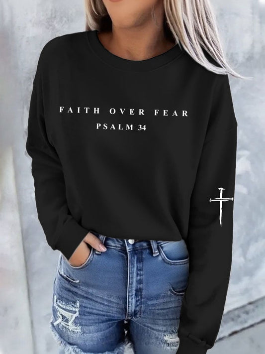 Women's Faith Over Fear Print Sweatshirt