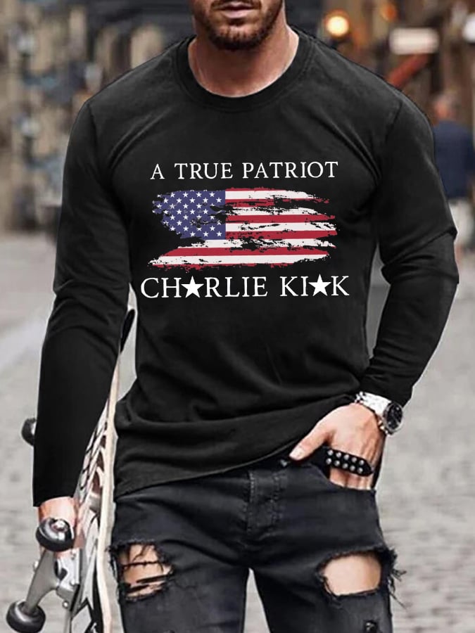 Men'S Freedom American Flag Print  T-Shirt