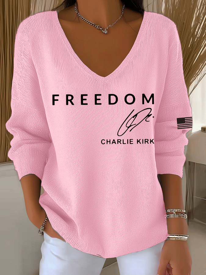 Women's Freedom Printed Knit Long Sleeve Top