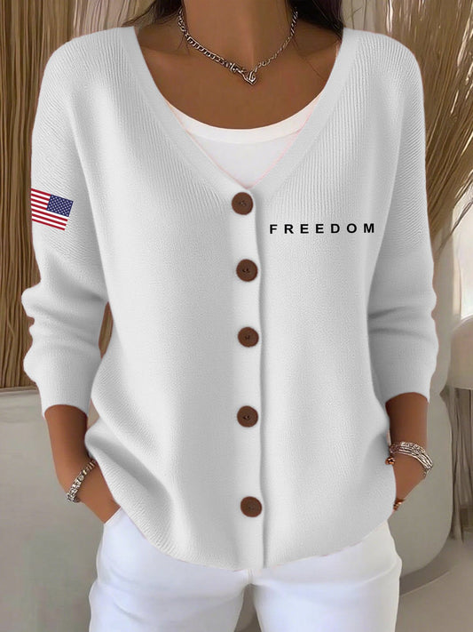 Women's Freedom American Flag Casual Cardigan