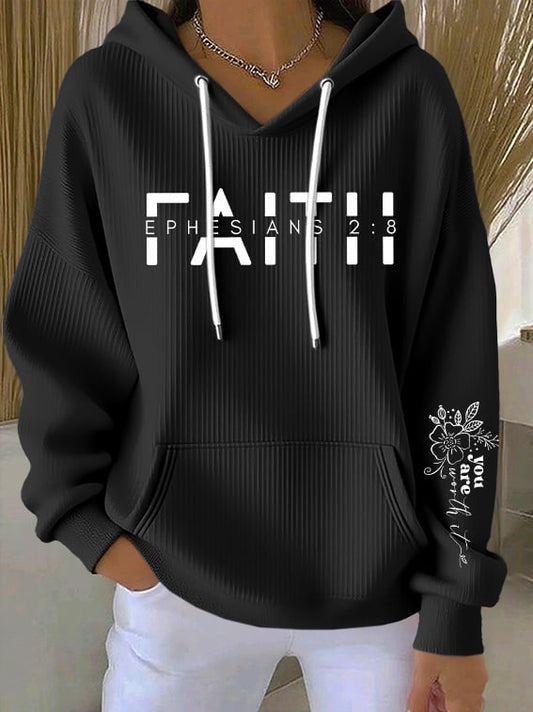 Women's Faith Print Casual Hoodie