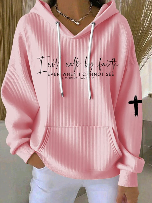 Women's Faith Print Casual Hoodie