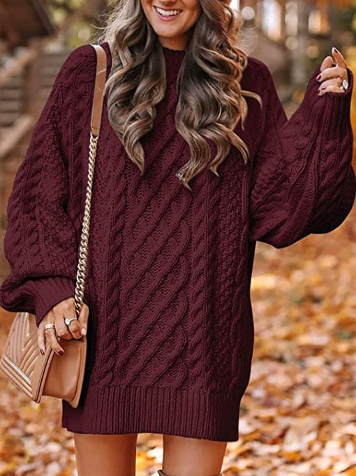 Women'S Loose Large Size Cable Knit Jumper