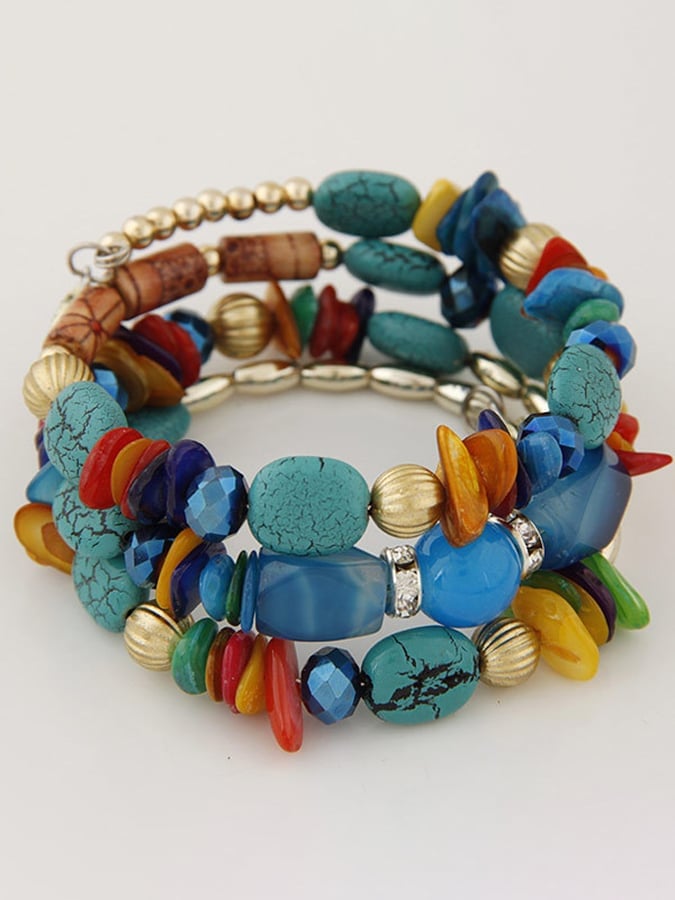 Women's Vintage Turquoise Beaded Multilayer Bracelet
