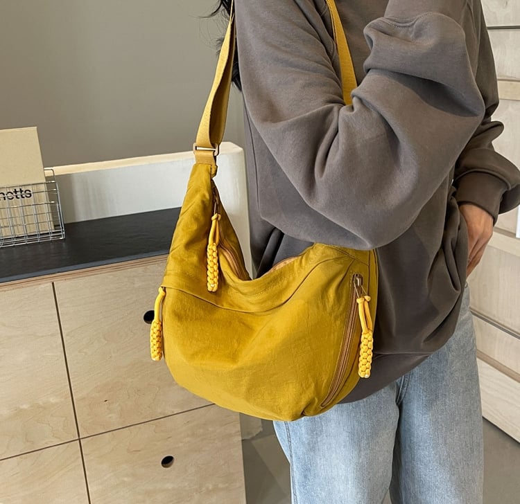 Designer Direct Sales👜Women's Fashion Plain Color Nylon Crossbody Hobo Bag