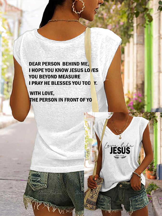 Women's Love Like Jesus Print Casual Vest