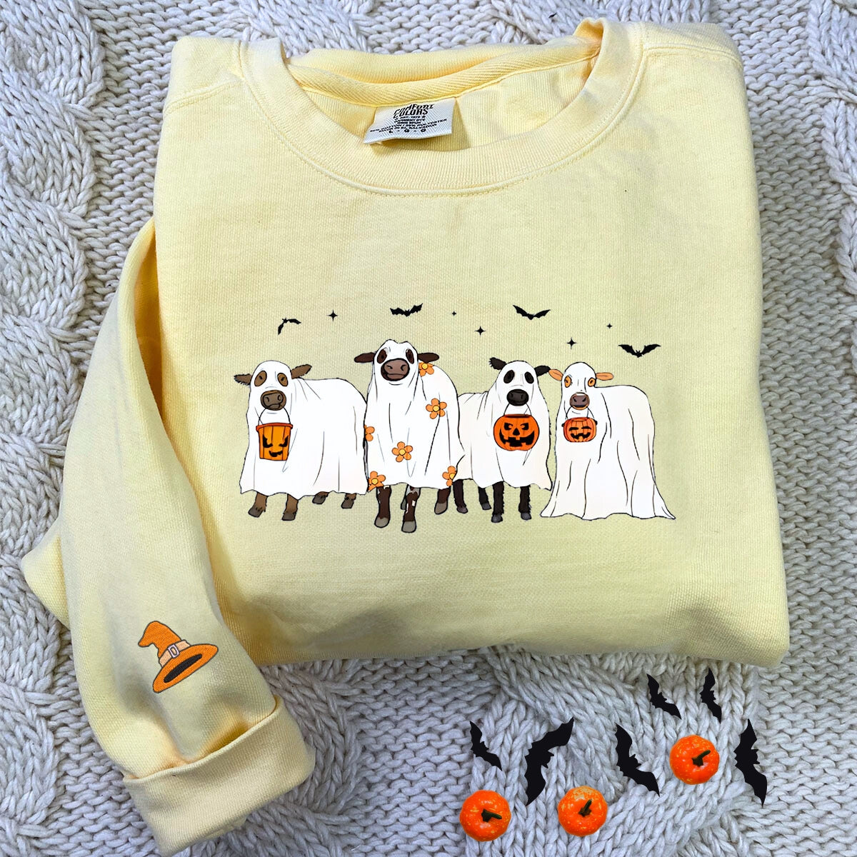Embroidered Ghost Cows Halloween T-Shirt or Sweatshirt