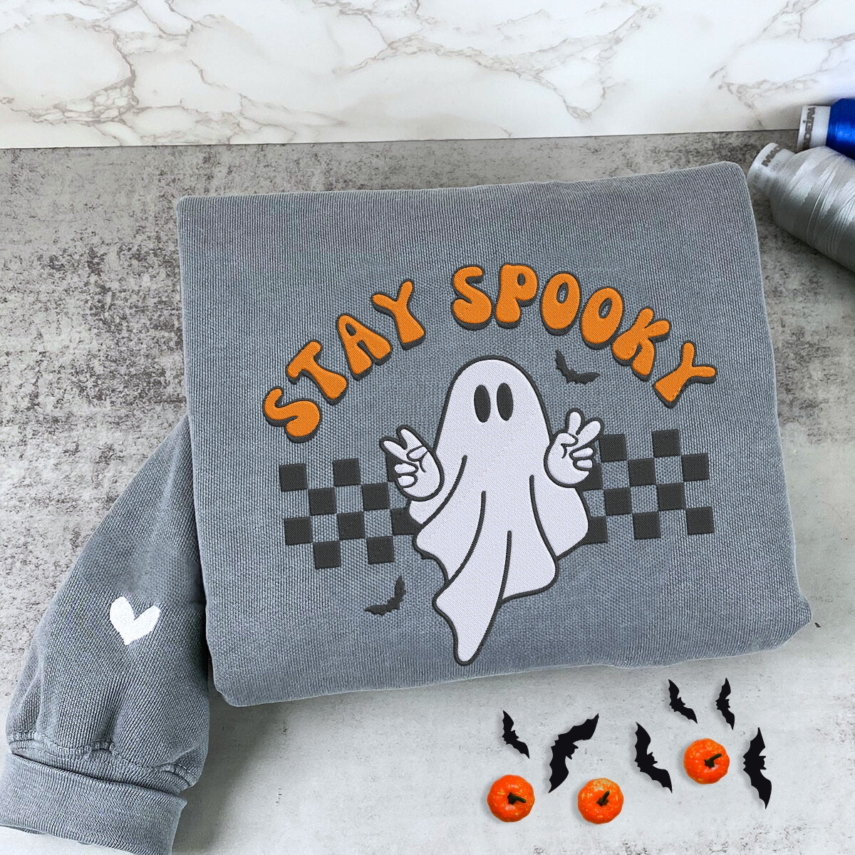 Embroidered Ghost Stay Spooky Halloween T-Shirt or Sweatshirt