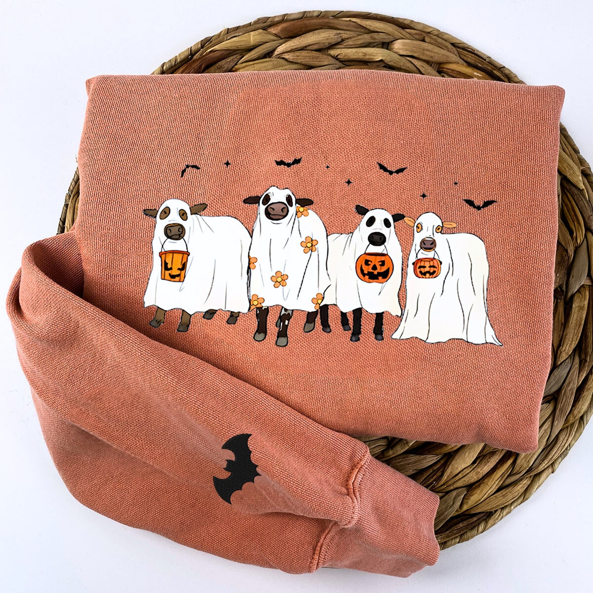 Embroidered Ghost Cows Halloween T-Shirt or Sweatshirt