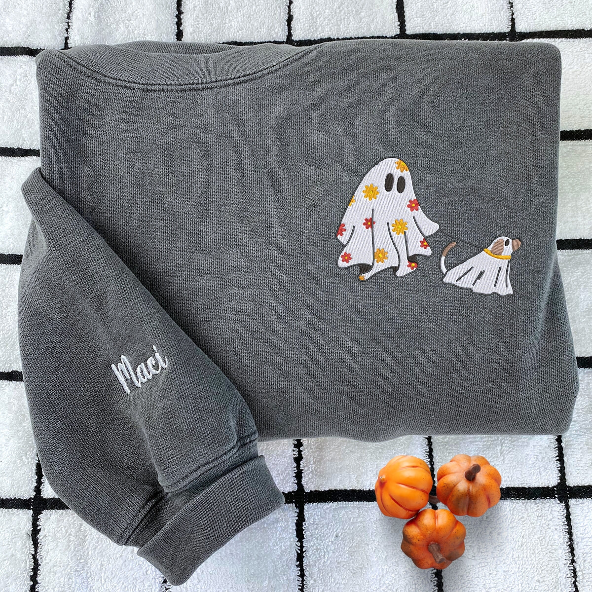 Сute Ghost Walking Dog Shirt or Sweatshirt