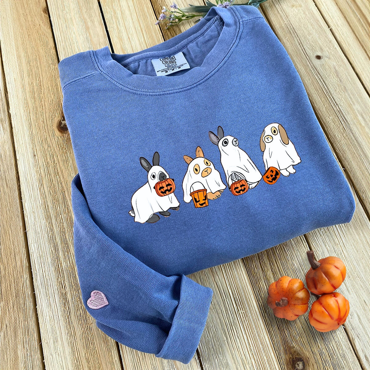 Embroidered Cute Rabbit Ghost Halloween T-Shirt or Sweatshirt