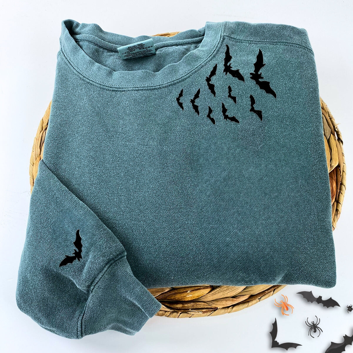 Embroidered Bats on Neckline Halloween T-Shirt or Sweatshirt