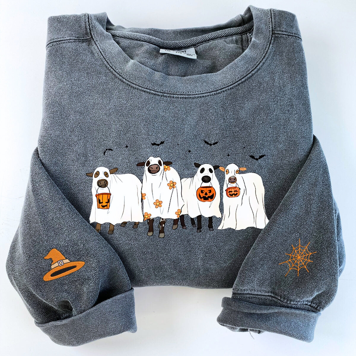 Embroidered Ghost Cows Halloween T-Shirt or Sweatshirt