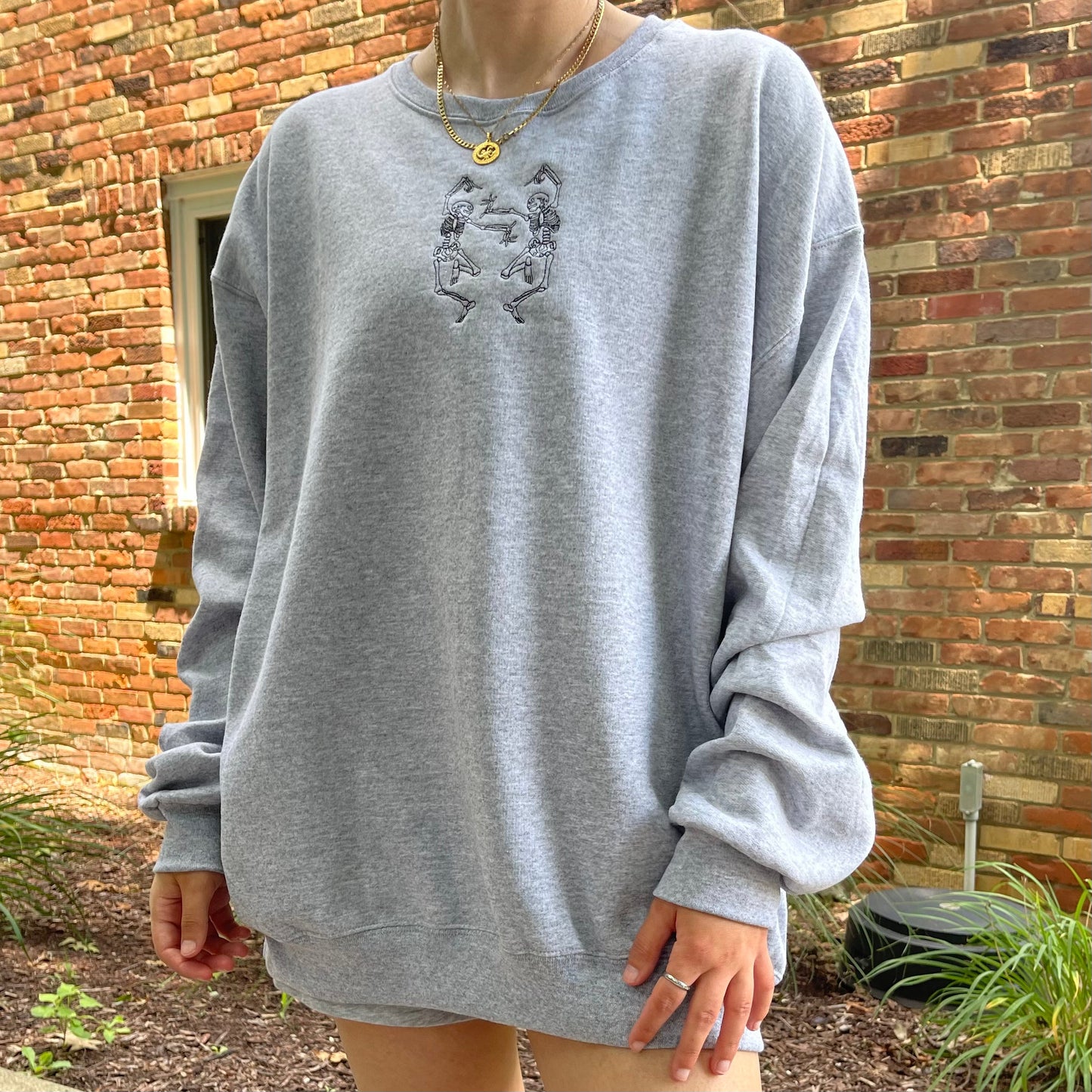 Embroidered Skeletons Crewneck