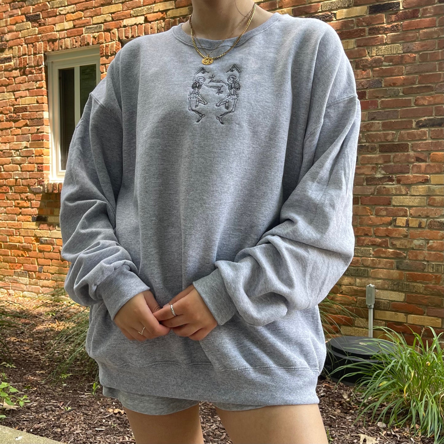 Embroidered Skeletons Crewneck