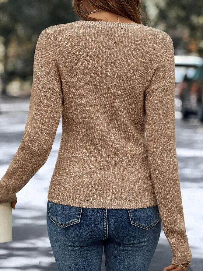 🔥BUY 1 FREE SHIPPING🔥Plain V-Neck Long Sleeve Sweater